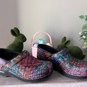 Dansko Multicolor Mosaic Leather Clogs